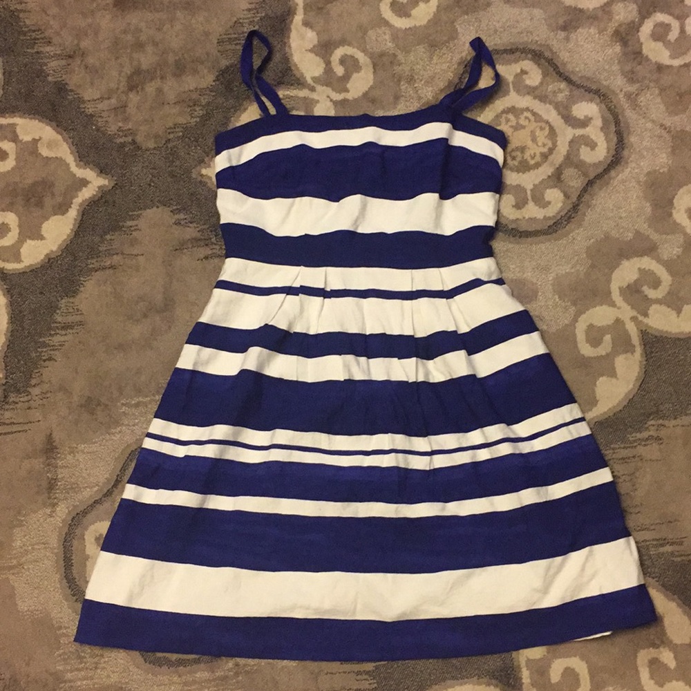 Ann Taylor LOFT blue white striped dress